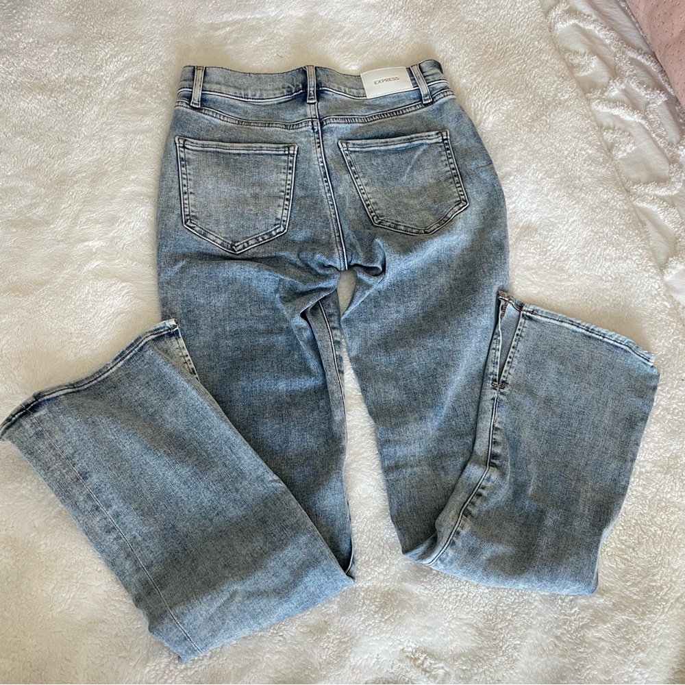 Express Skyscraper Flared Distressed Jeans - Picture 7 of 9